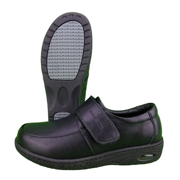 ✅PEDASVON Nursing Restaurant Comfort Shoes Womens 8.5 Black Leather Light Loafer - Picture 2 of 10